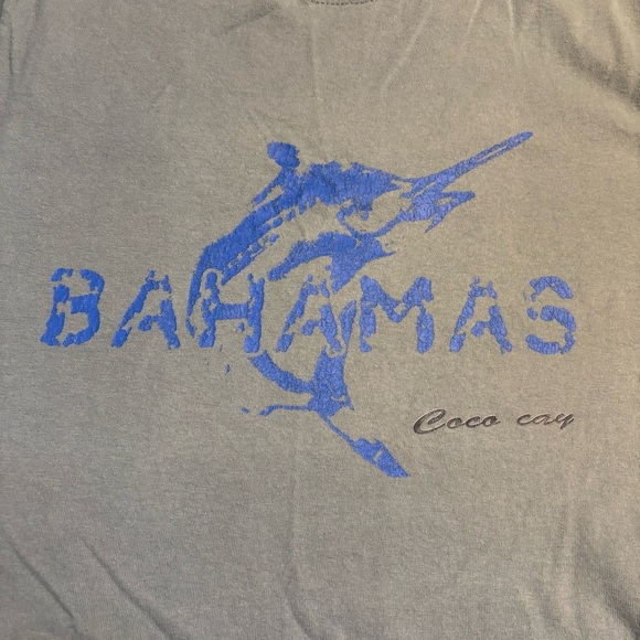 Gildan Green and Blue Short Sleeve Tee Bahamas Coco cay 100% Cotton - Picture 12 of 12